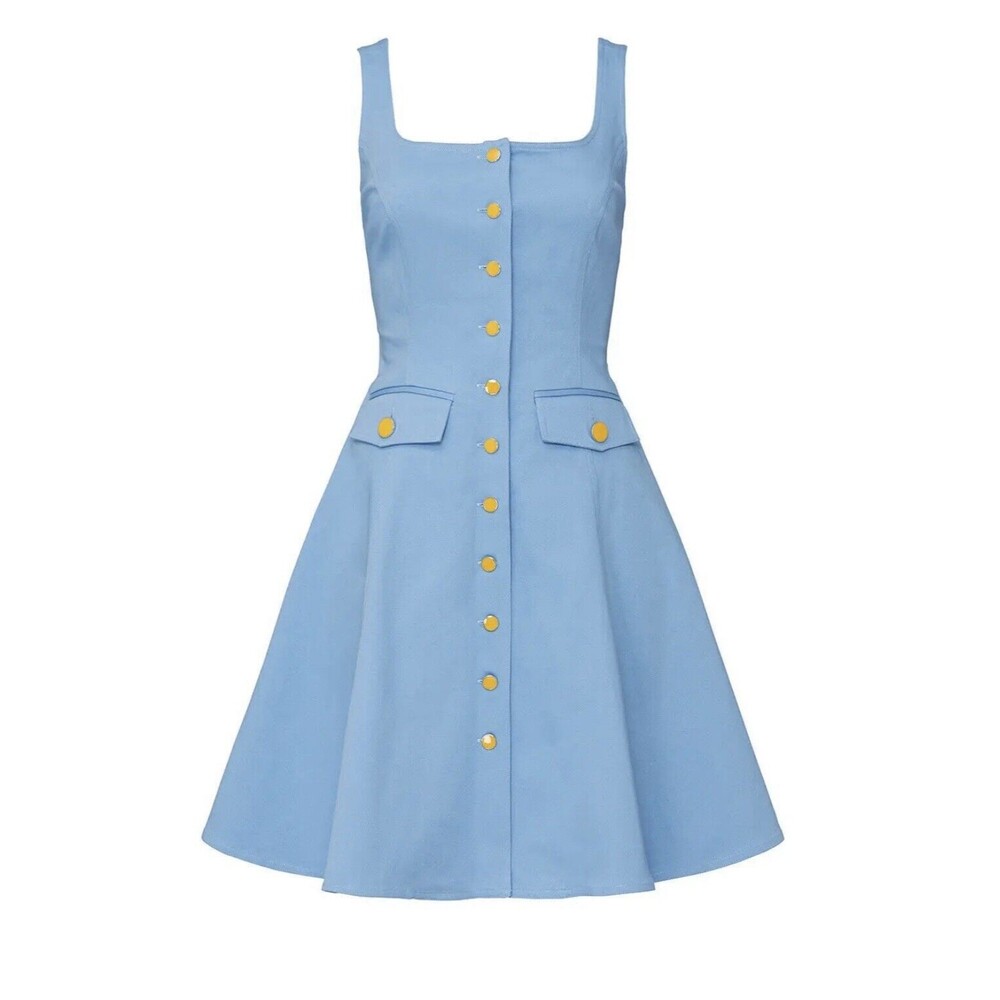 COLOR ME COURTNEY Alle Blue Canvas Utility‎ Dress Women's SIZE 4